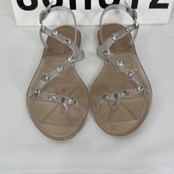 Schutz Bria Crystal Clear Jelly Embellished Sandal with Dust Bag Size 6 NIB - Picture 8 of 13